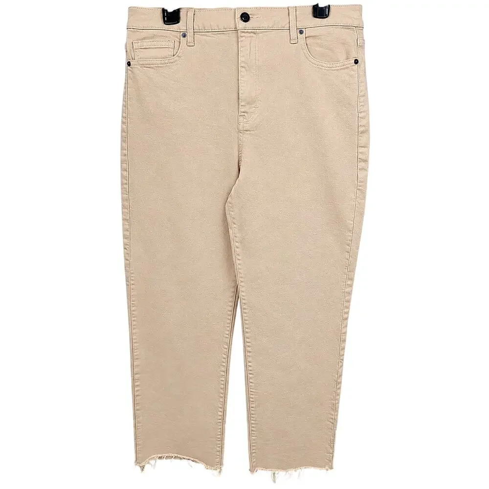 Carly Jean Wide Leg Pants Beige High Rise Cropped Size 13